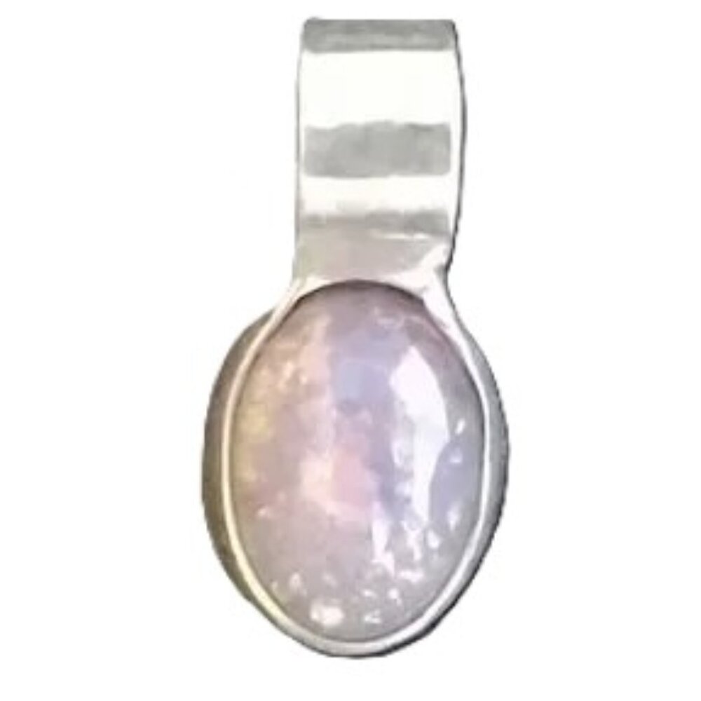 Sterling silver 925 charm oval pendant NEW vintage faux opal artisan handcrafted - Picture 2 of 6